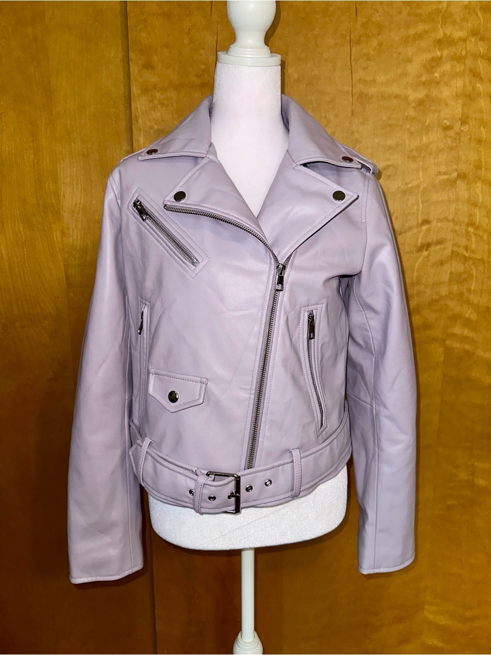Zara Lavender Faux Leather Moto Jacket